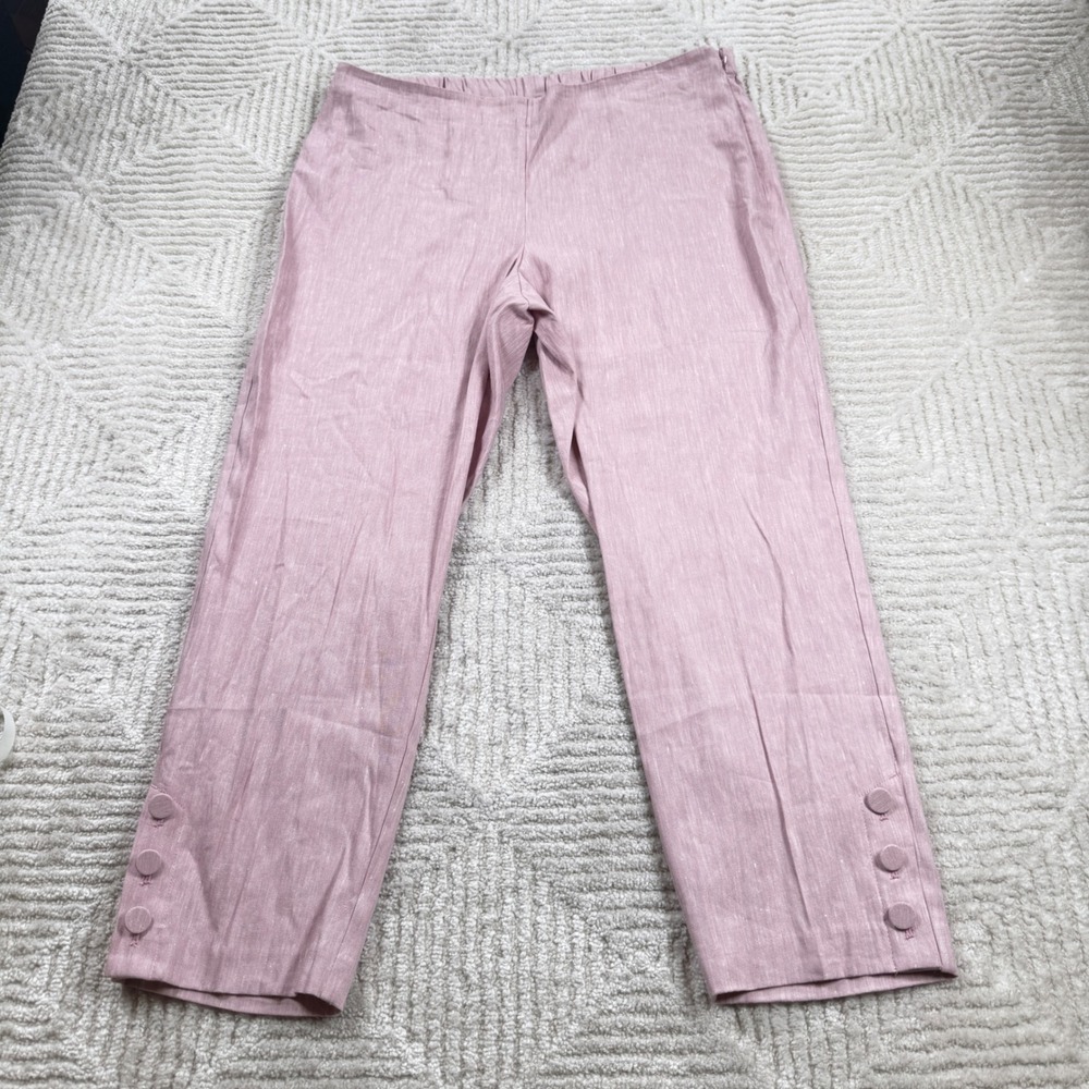 J Jill Linen Stretch Crop Pants Womens L Pink Resort Pastel Coastal WPT187411t